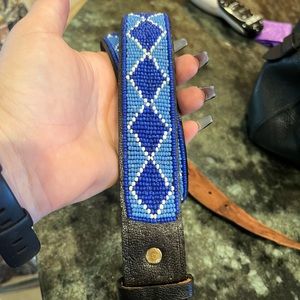 Hand beaded leather belt